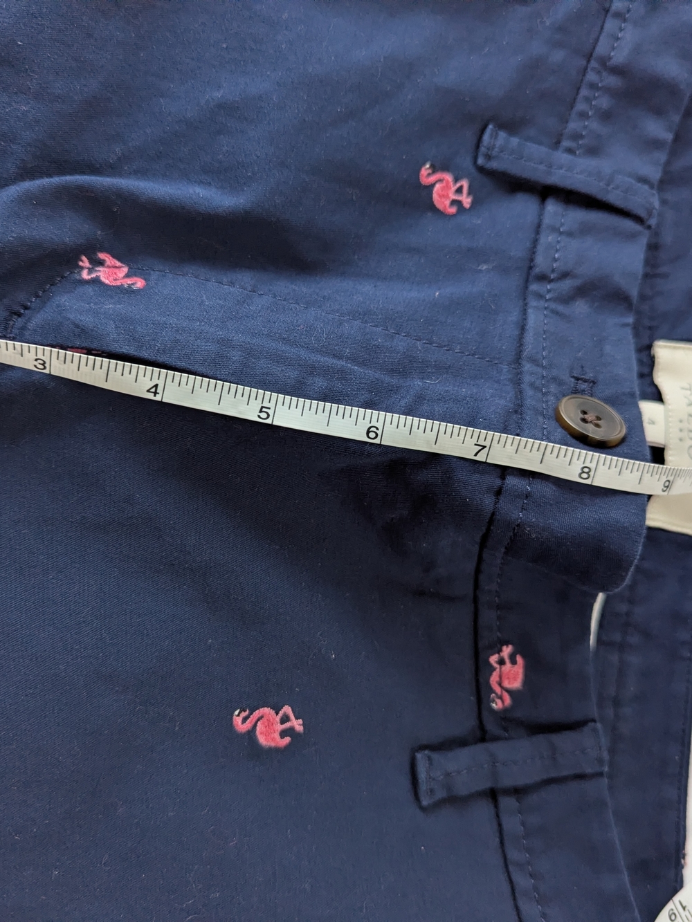 Talbots Navy Straight-Leg Pants with Pink Embroidered Flamingos - Picture 6 of 8
